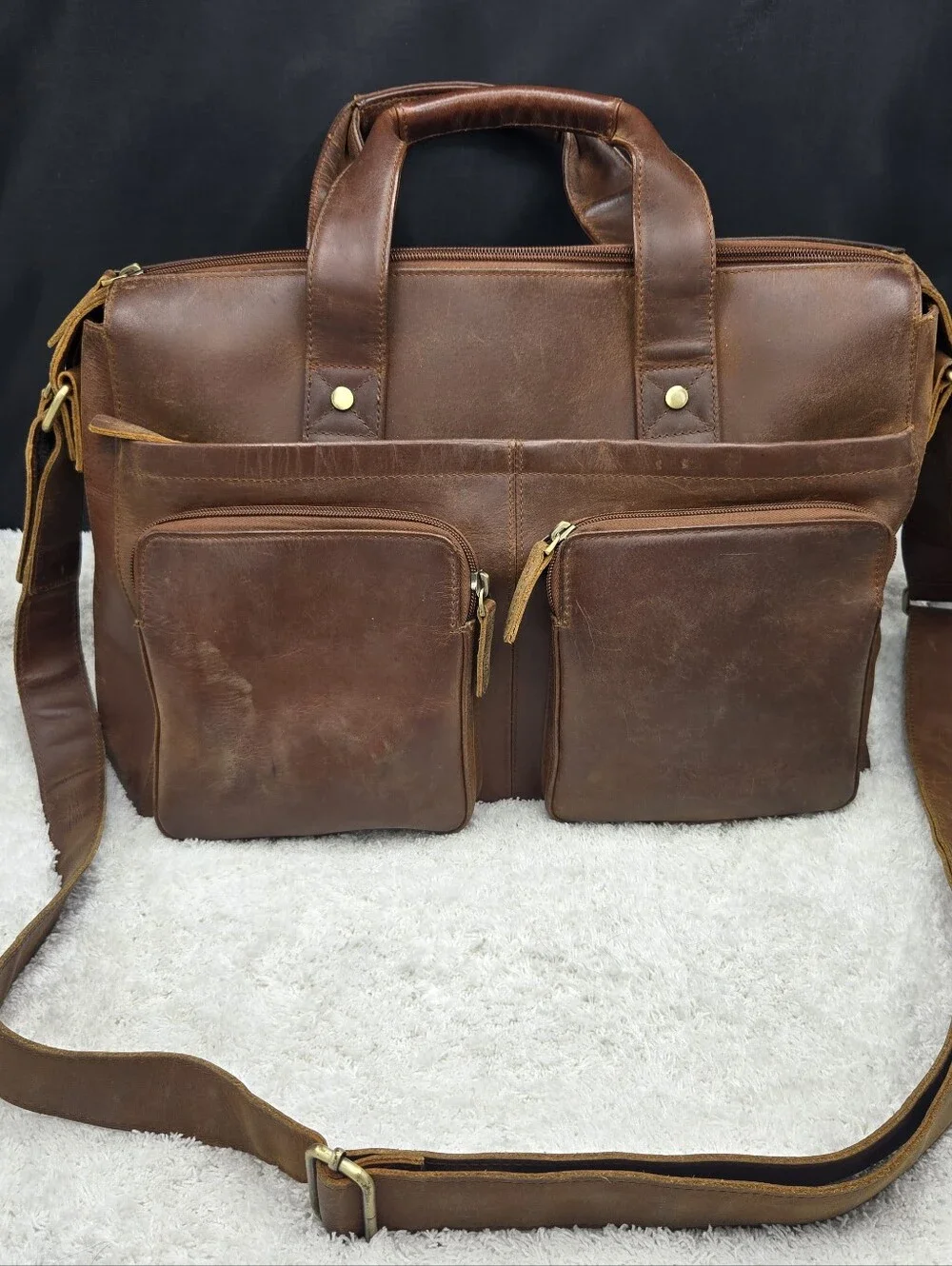 Overland Sheepskin CoTahoe Distressed Leather Briefcase